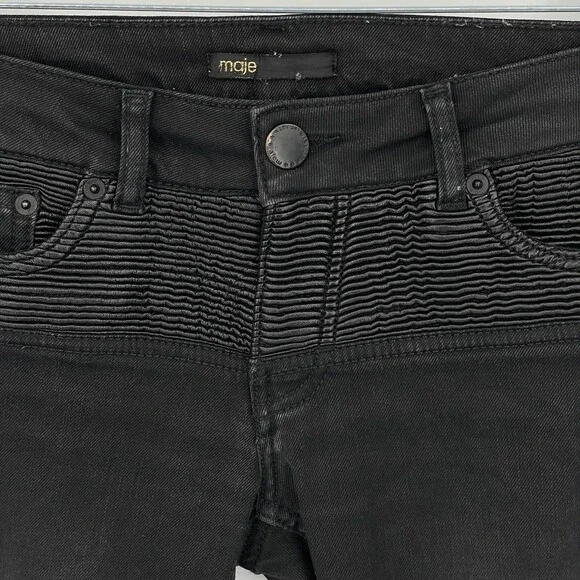 MAJE Black Moto Skinny Stretch Jeans Size 26 (EUR 36)